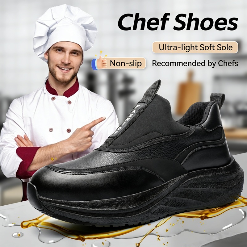 Leather Shoe Polish - Plattform-Herren-Lederschuhe Wasserdicht Rutschfest Kochschuhe Verschleißfest Herren-Freizeitschuhe